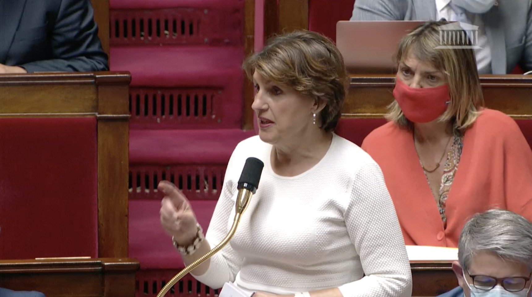 Annie Genevard, députée LR du Doubs, défend un amendement dans l'hémicycle