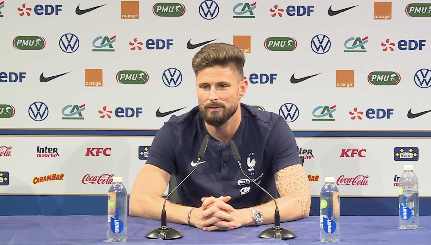 Olivier Giroud lors de la conférence de presse du 6 juin 2021.