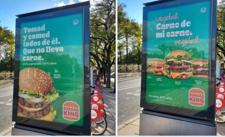 Affiche de Burger King durant sa campagne publicitaire pour un burger végétarien