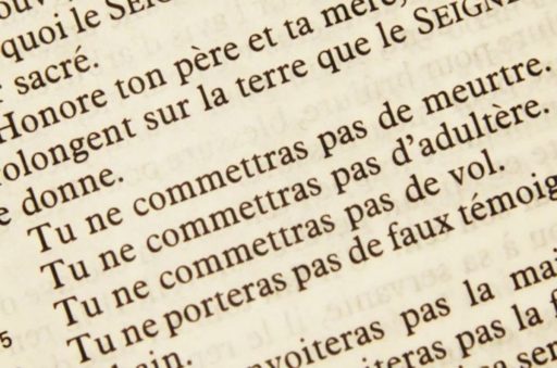 Photo des versets des dix commandements