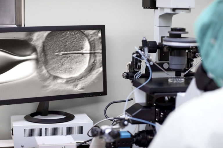 Un médecin procède à une fécondation in vitro.