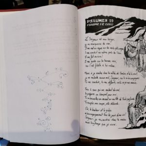 la Bible manuscrite ouverte sur le psaumes 23
