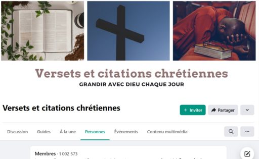 Capture d'écran du groupe Facebook "Versets et citations chrétiennes"