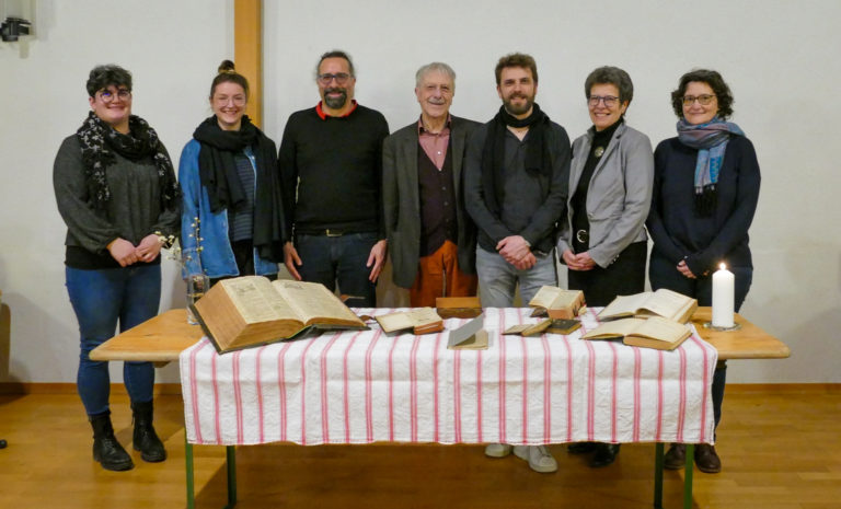 Le conseil de la fondation composé de Mathilde Brichoux Gerber, Emelyne Perret-Gentil, Markus Jost, Beat Gerber, Nicolas Gerber, Nelly Gerber et Sybille Habegger.