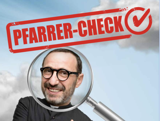 Le visuel de la campagne de relations publiques «Pasteur-Check» du Bürgerforum Schweiz (Forum Civique Suisse)