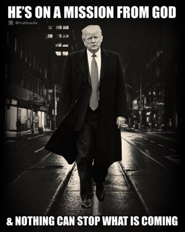 Meme de Donald Trump marchant dans la nuit posté sur le réseau social Truth Social le 29 mai