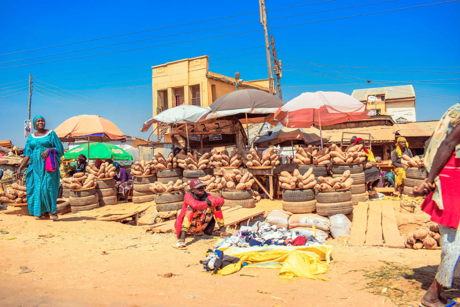 Un marché de nourriture au Nigéria, photographié en 2022